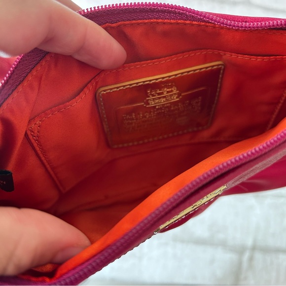 Coach Satin Amanda Hot Pink Wristlet with Gold Accents - Picture 6 of 9